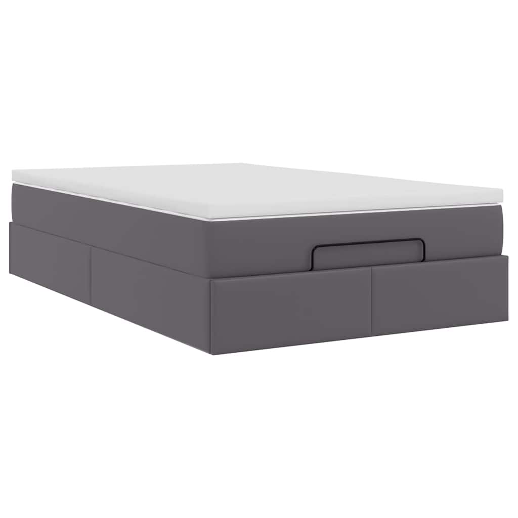 vidaXL Ottoman-Bett mit Matratze Grau 120x190 cm Kunstleder