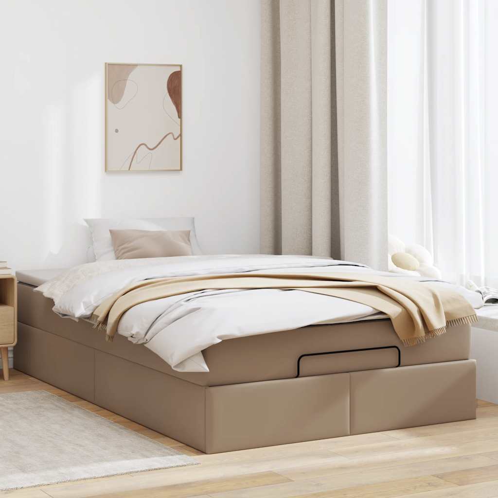 vidaXL Lit ottoman avec matelas cappuccino marron 120x190 cm similicuir