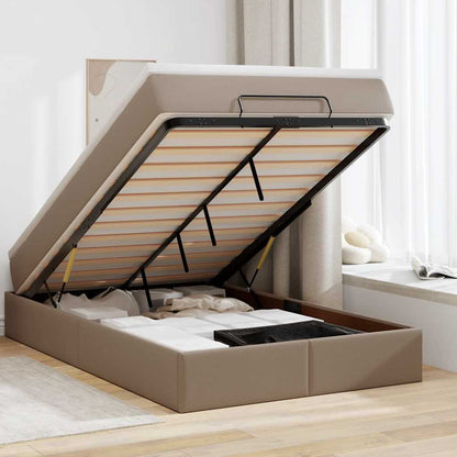 vidaXL Lit ottoman avec matelas cappuccino marron 120x190 cm similicuir