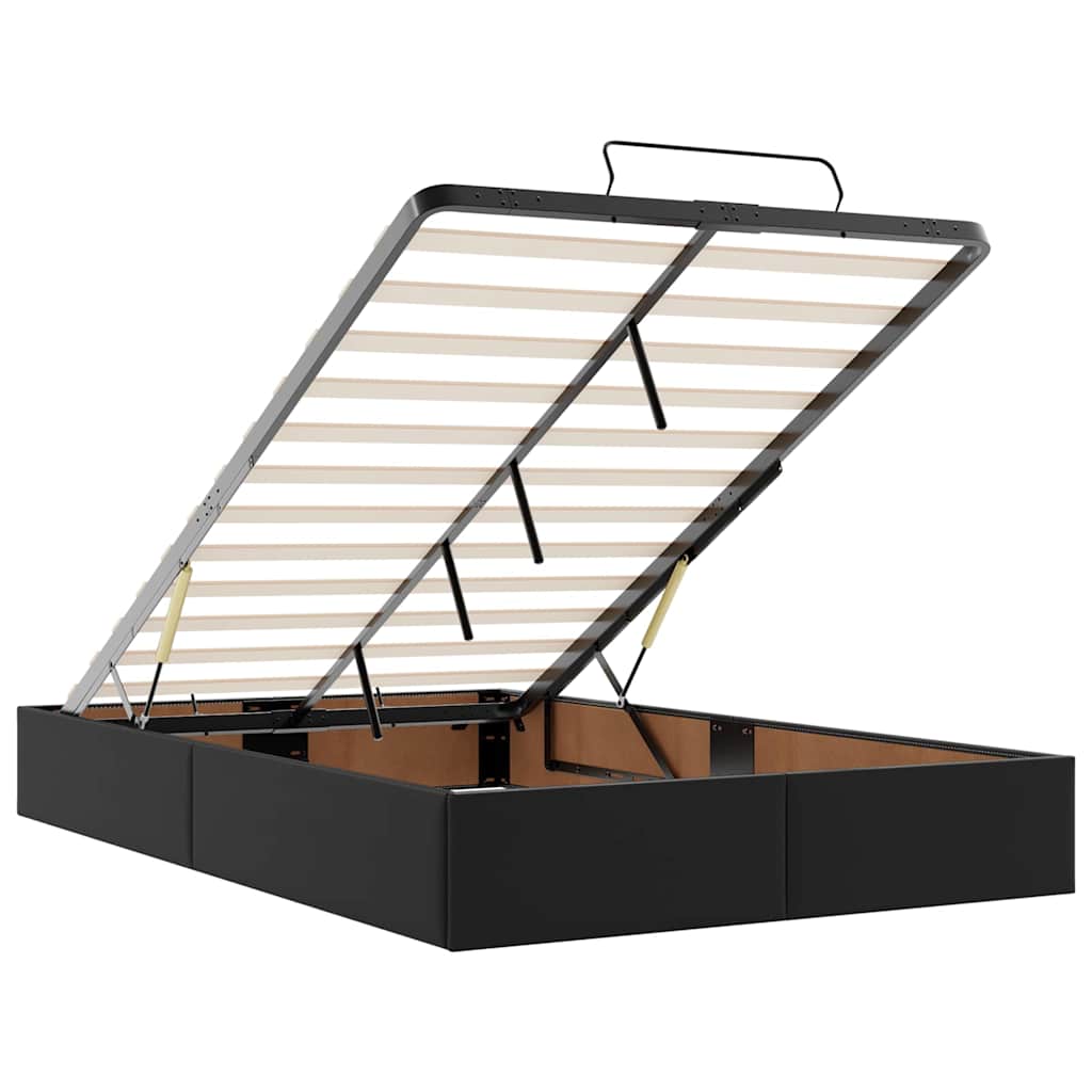 Ottoman-Bett mit Matratze Schwarz 120x200 cm Kunstleder