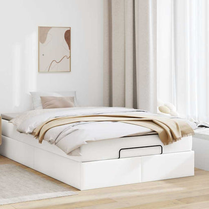 vidaXL Lit ottoman avec matelas blanc 120x200 cm en similicuir