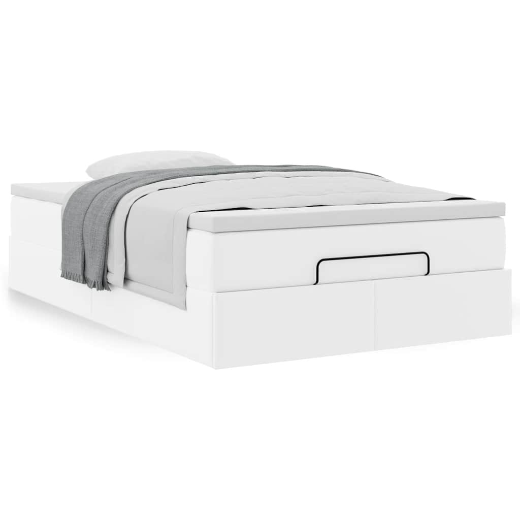 vidaXL Lit ottoman avec matelas blanc 120x200 cm en similicuir