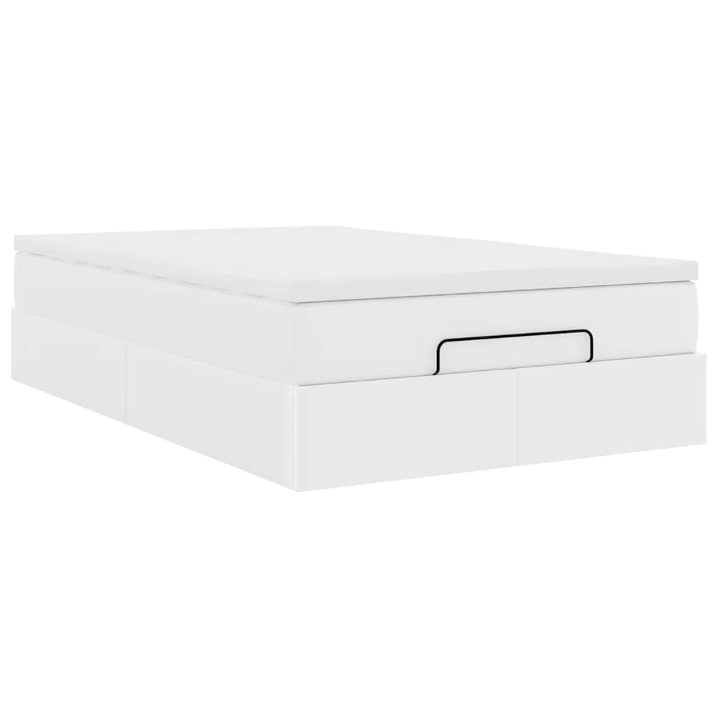 vidaXL Lit ottoman avec matelas blanc 120x200 cm en similicuir
