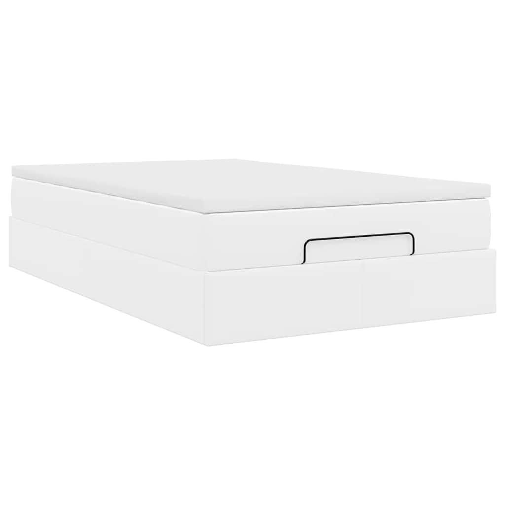 vidaXL Lit ottoman avec matelas blanc 120x200 cm en similicuir