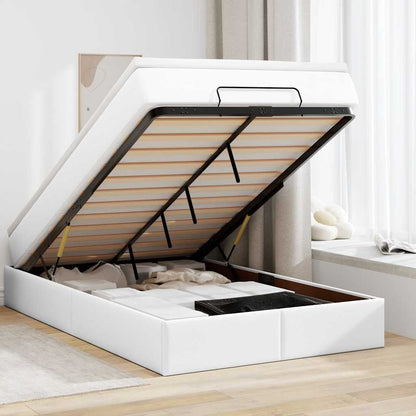 vidaXL Lit ottoman avec matelas blanc 120x200 cm en similicuir