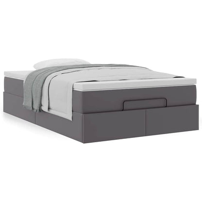 vidaXL Ottoman-Bett mit Matratze Grau 120x200 cm Kunstleder