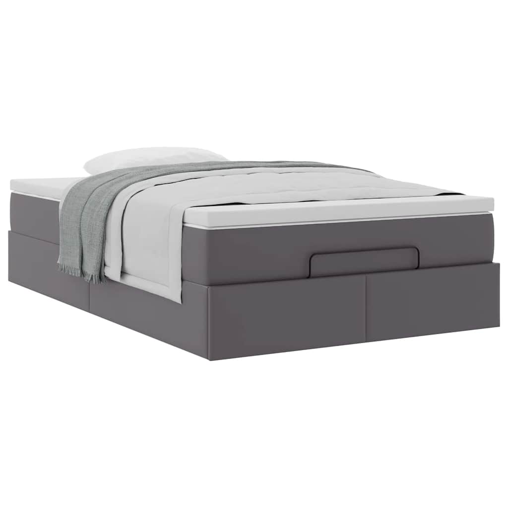 vidaXL Ottoman-Bett mit Matratze Grau 120x200 cm Kunstleder
