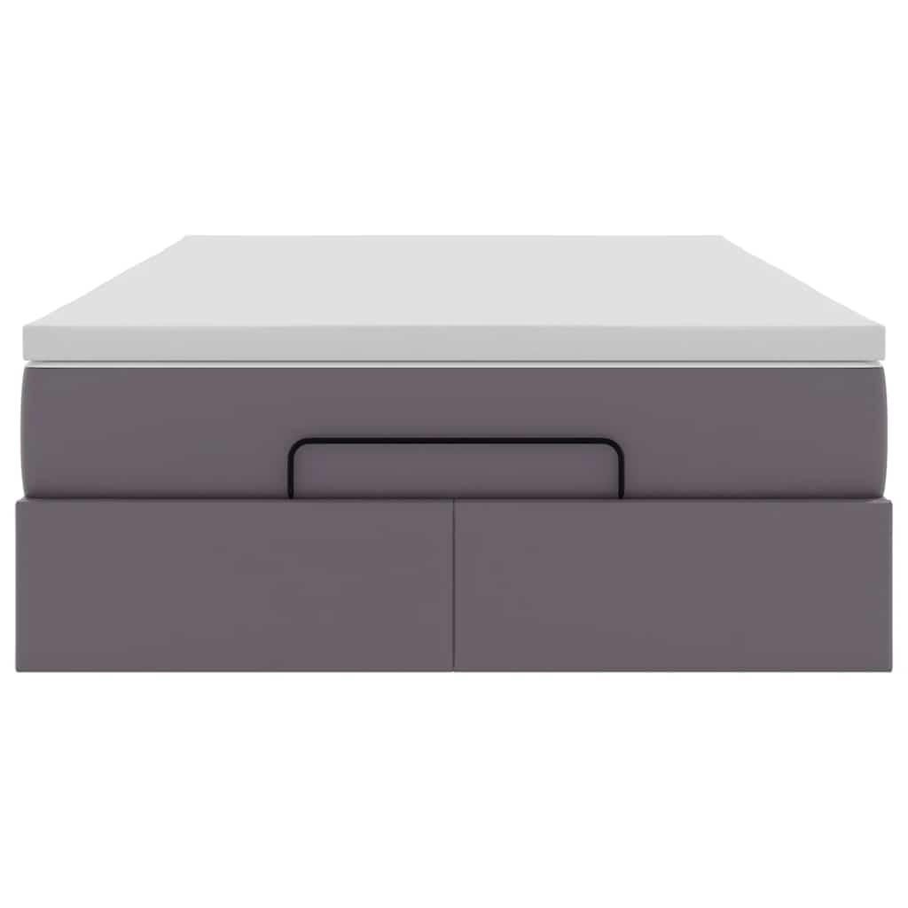 vidaXL Ottoman-Bett mit Matratze Grau 120x200 cm Kunstleder
