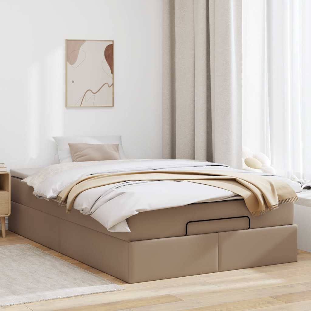 vidaXL Lit ottoman avec matelas cappuccino marron 120x200cm cuir artificiel