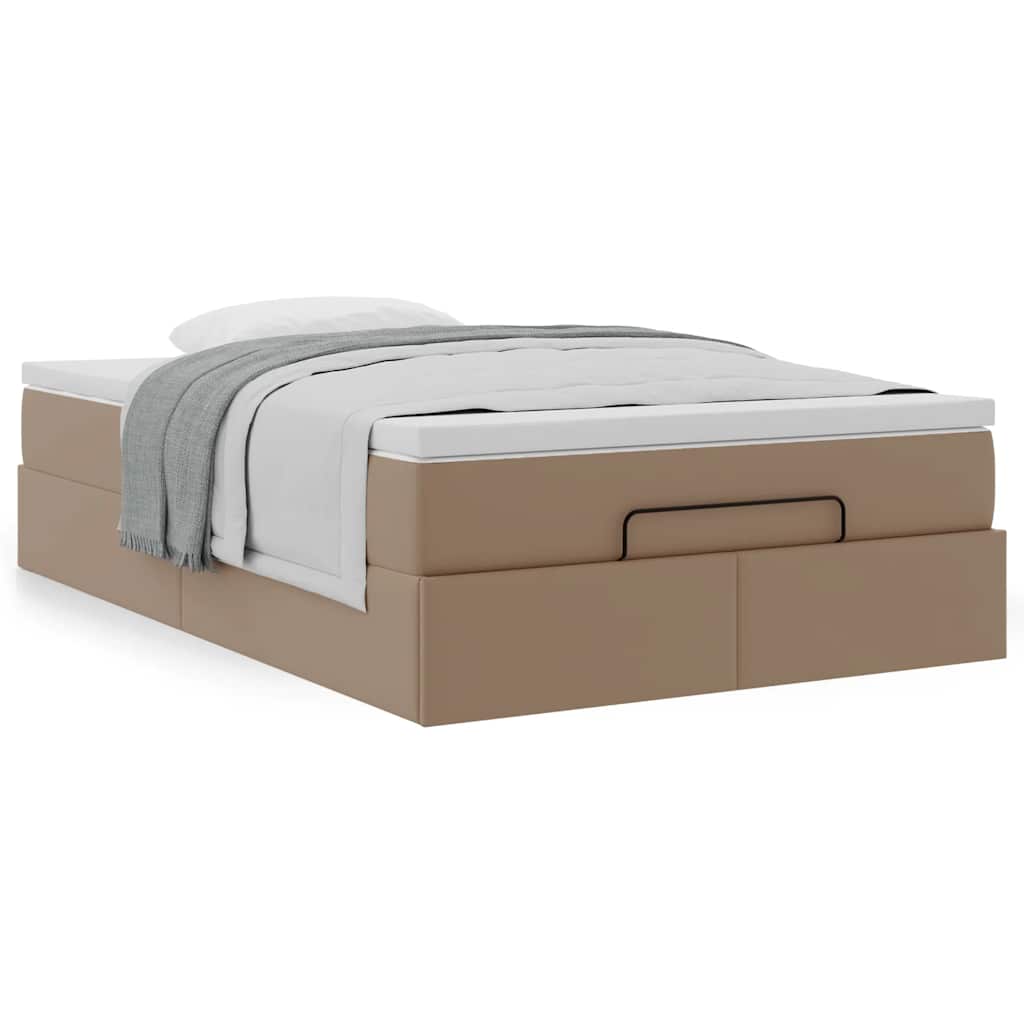 vidaXL Lit ottoman avec matelas cappuccino marron 120x200cm cuir artificiel
