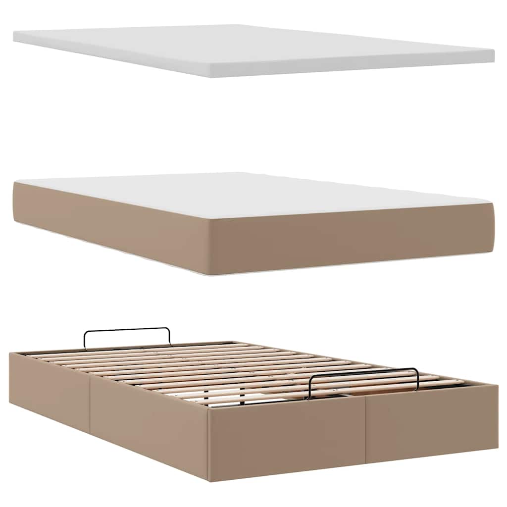 vidaXL Lit ottoman avec matelas cappuccino marron 120x200cm cuir artificiel