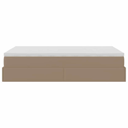 vidaXL Lit ottoman avec matelas cappuccino marron 120x200cm cuir artificiel