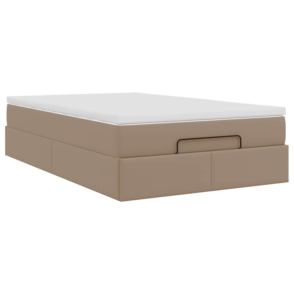 vidaXL Lit ottoman avec matelas cappuccino marron 120x200cm cuir artificiel