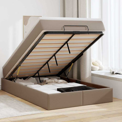 vidaXL Lit ottoman avec matelas cappuccino marron 120x200cm cuir artificiel