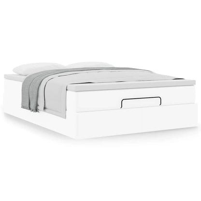 vidaXL Lit ottoman avec matelas Blanc 140x190 cm Similicuir