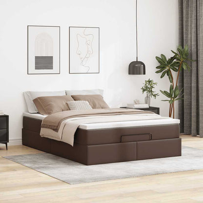 vidaXL Ottoman-Bett mit Matratze Braun 140x190 cm Kunstleder