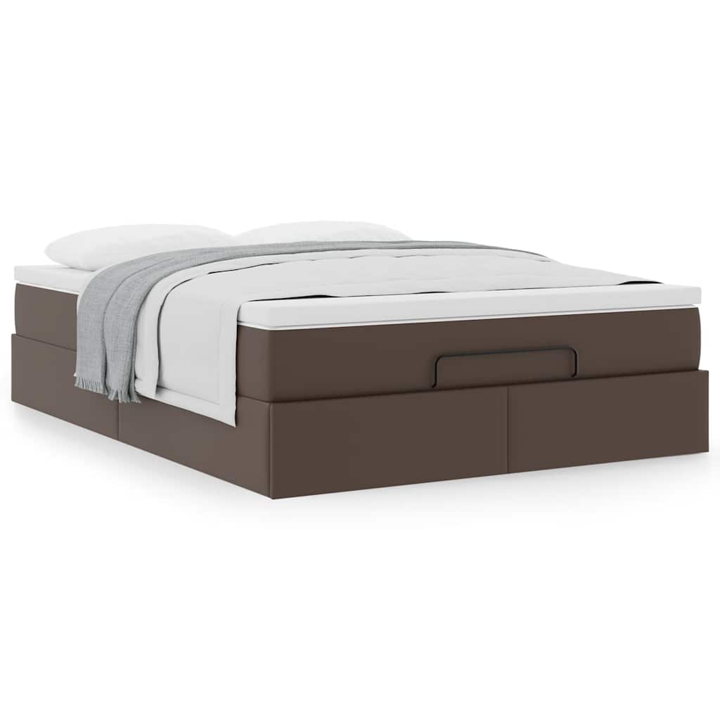 vidaXL Ottoman-Bett mit Matratze Braun 140x190 cm Kunstleder
