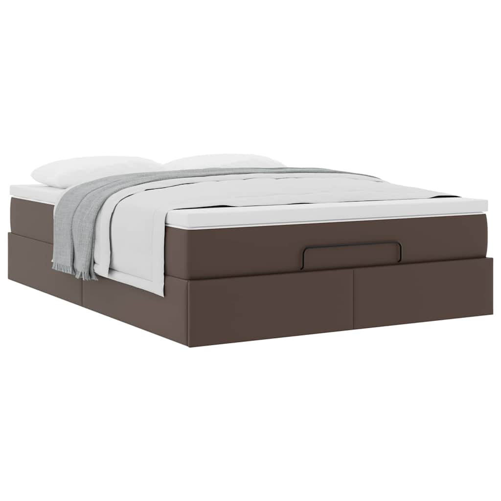 vidaXL Ottoman-Bett mit Matratze Braun 140x190 cm Kunstleder
