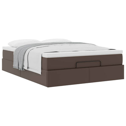 vidaXL Ottoman-Bett mit Matratze Braun 140x190 cm Kunstleder