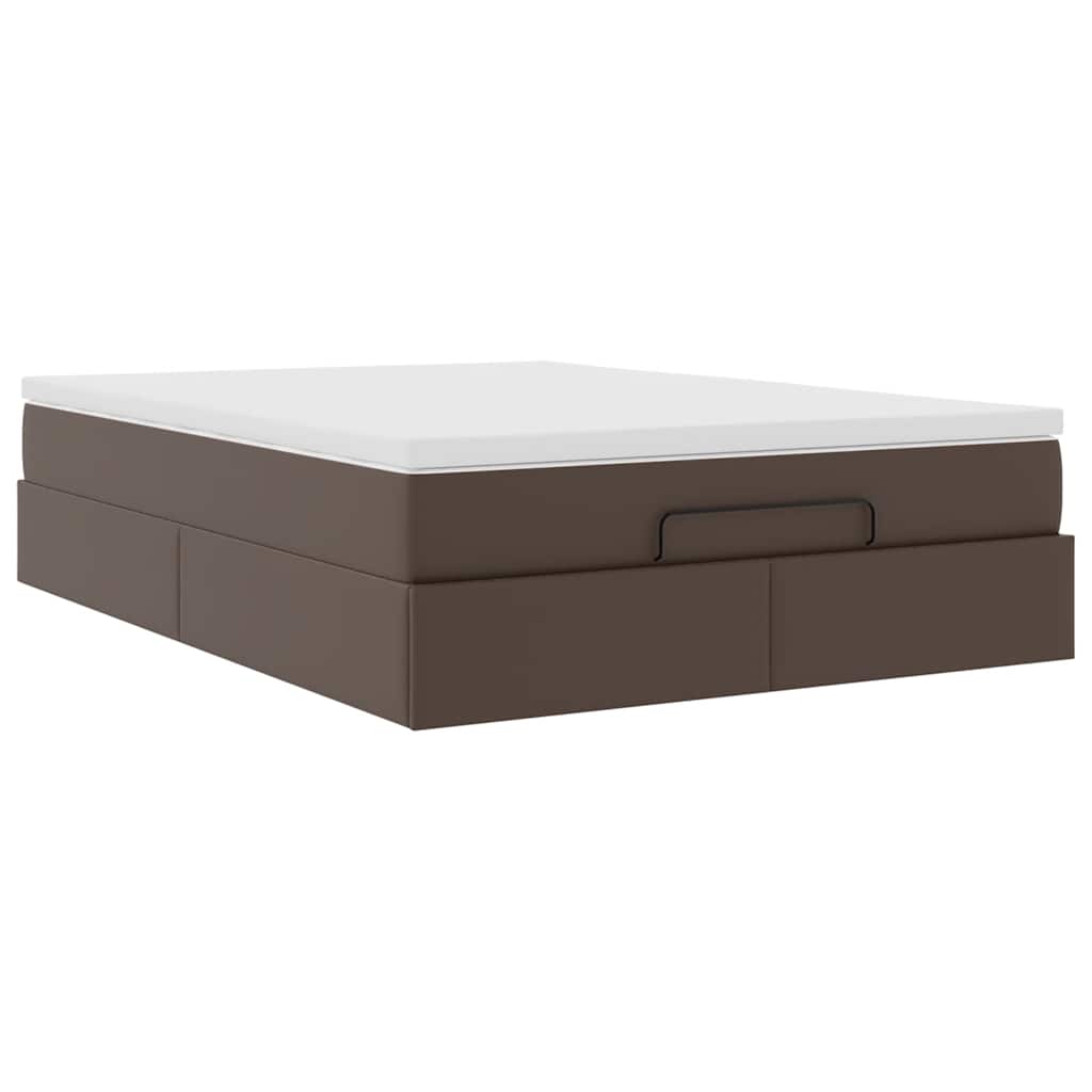 vidaXL Ottoman-Bett mit Matratze Braun 140x190 cm Kunstleder