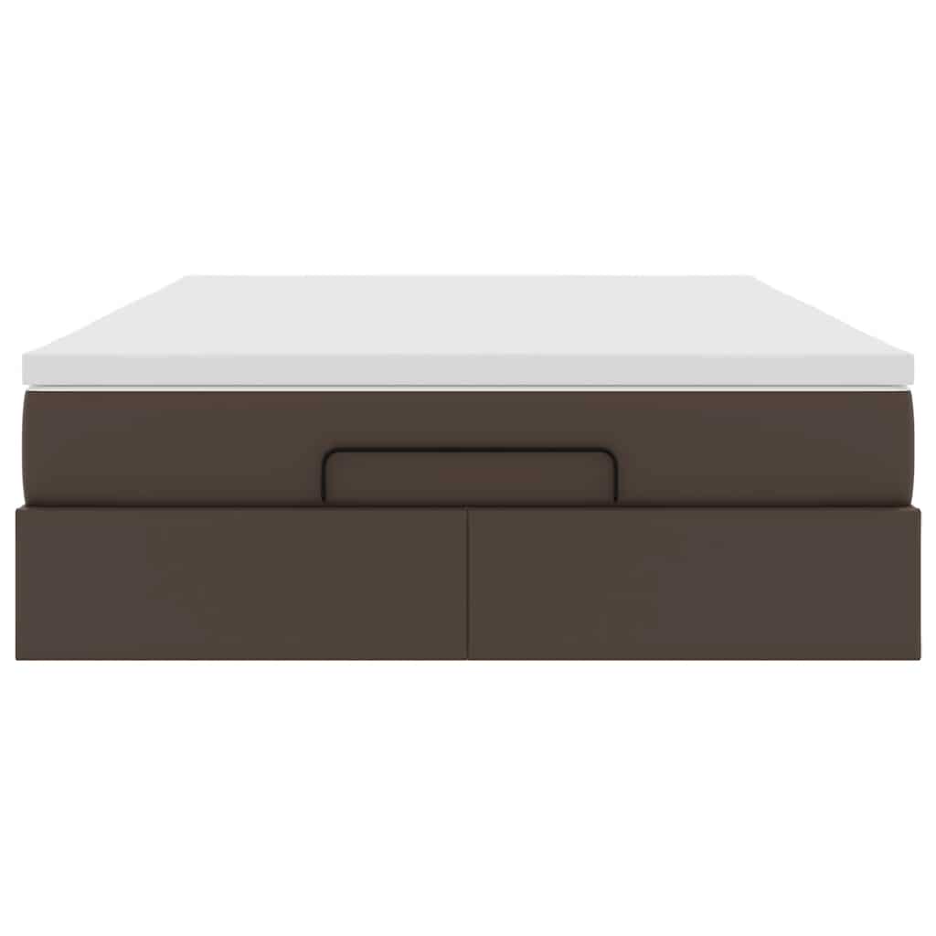 vidaXL Ottoman-Bett mit Matratze Braun 140x190 cm Kunstleder