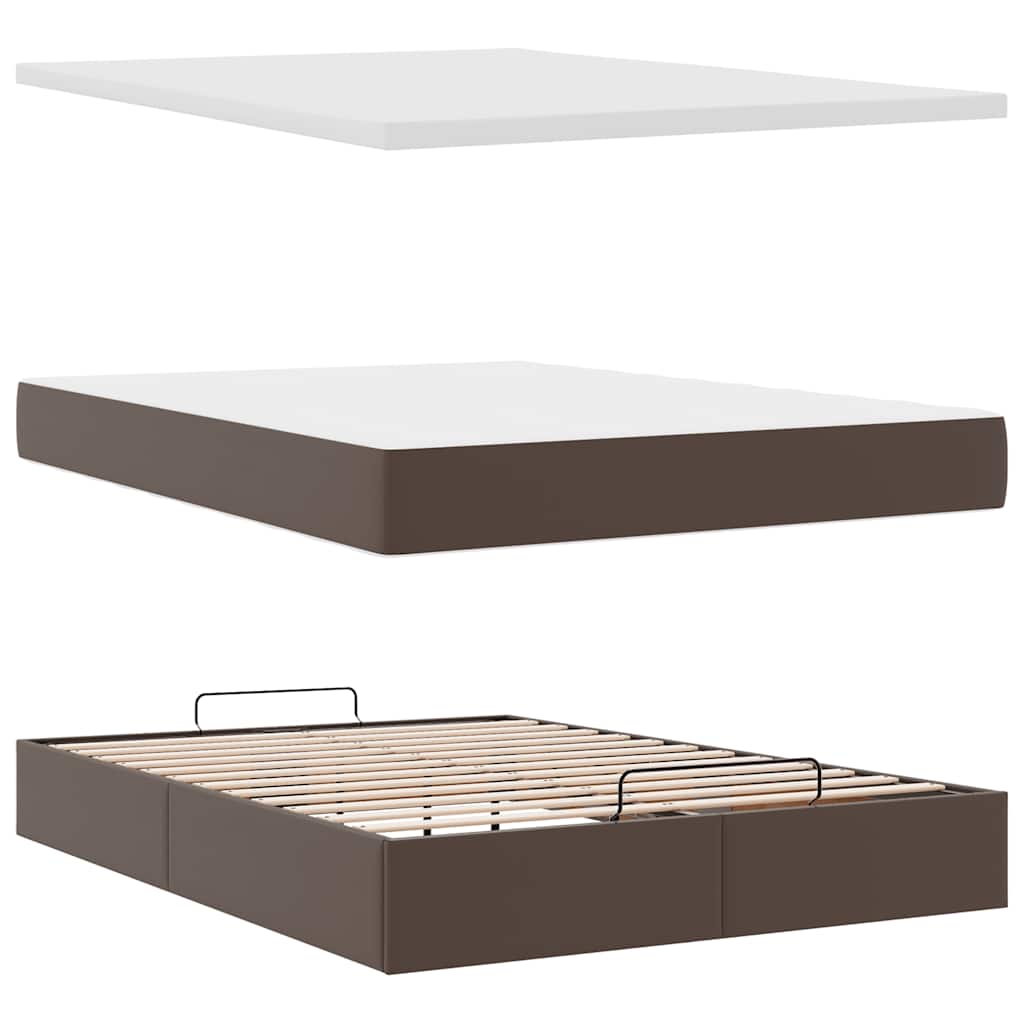 vidaXL Ottoman-Bett mit Matratze Braun 140x190 cm Kunstleder