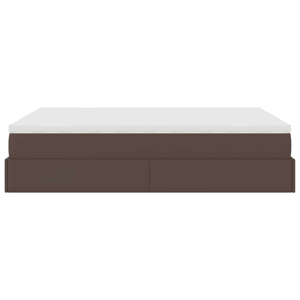 vidaXL Ottoman-Bett mit Matratze Braun 140x190 cm Kunstleder