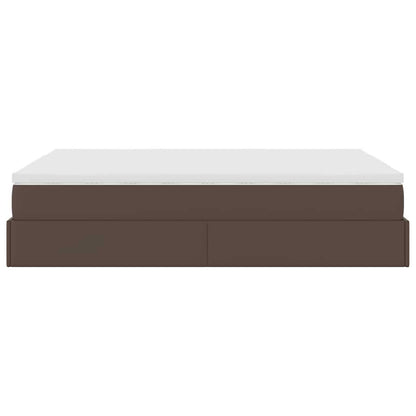 vidaXL Ottoman-Bett mit Matratze Braun 140x190 cm Kunstleder