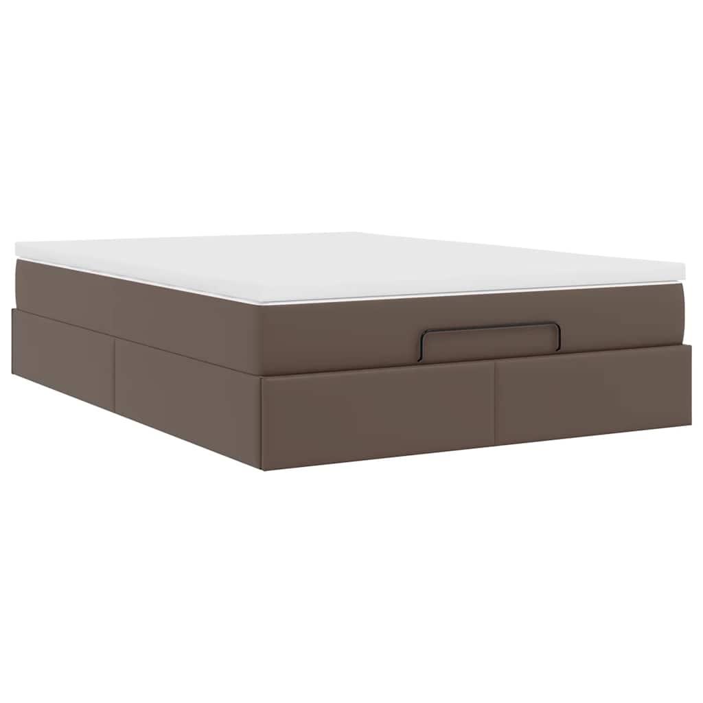 vidaXL Ottoman-Bett mit Matratze Braun 140x190 cm Kunstleder