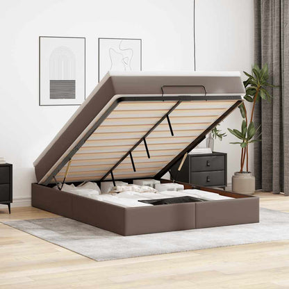 vidaXL Ottoman-Bett mit Matratze Braun 140x190 cm Kunstleder