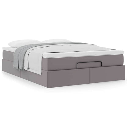 vidaXL Ottoman-Bett mit Matratze Grau 140x190 cm Kunstleder