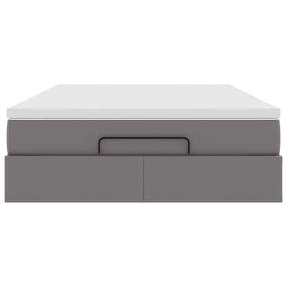 Ottoman-Bett mit Matratze Grau 140x190 cm Kunstleder