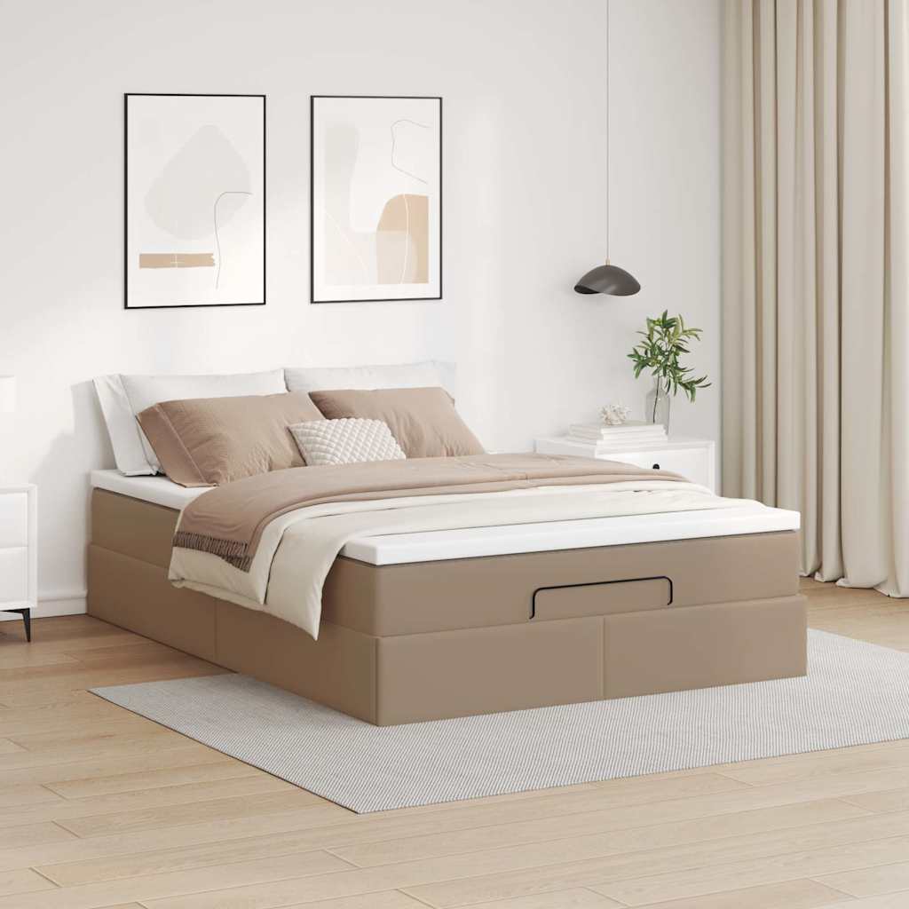 vidaXL Lit ottoman avec matelas cappuccino marron 140x190cm similicuir
