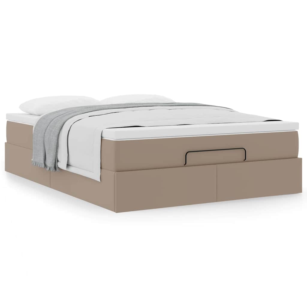 vidaXL Lit ottoman avec matelas cappuccino marron 140x190cm similicuir