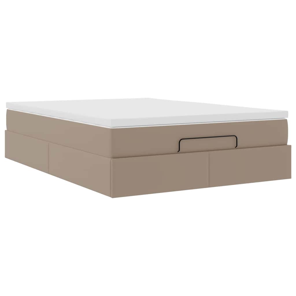 vidaXL Lit ottoman avec matelas cappuccino marron 140x190cm similicuir