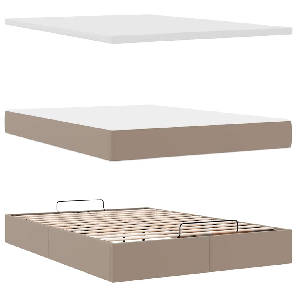 vidaXL Lit ottoman avec matelas cappuccino marron 140x190cm similicuir