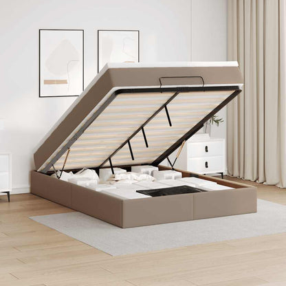 vidaXL Lit ottoman avec matelas cappuccino marron 140x190cm similicuir