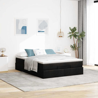 vidaXL Ottoman-Bett mit Matratze Schwarz 140x200 cm Kunstleder
