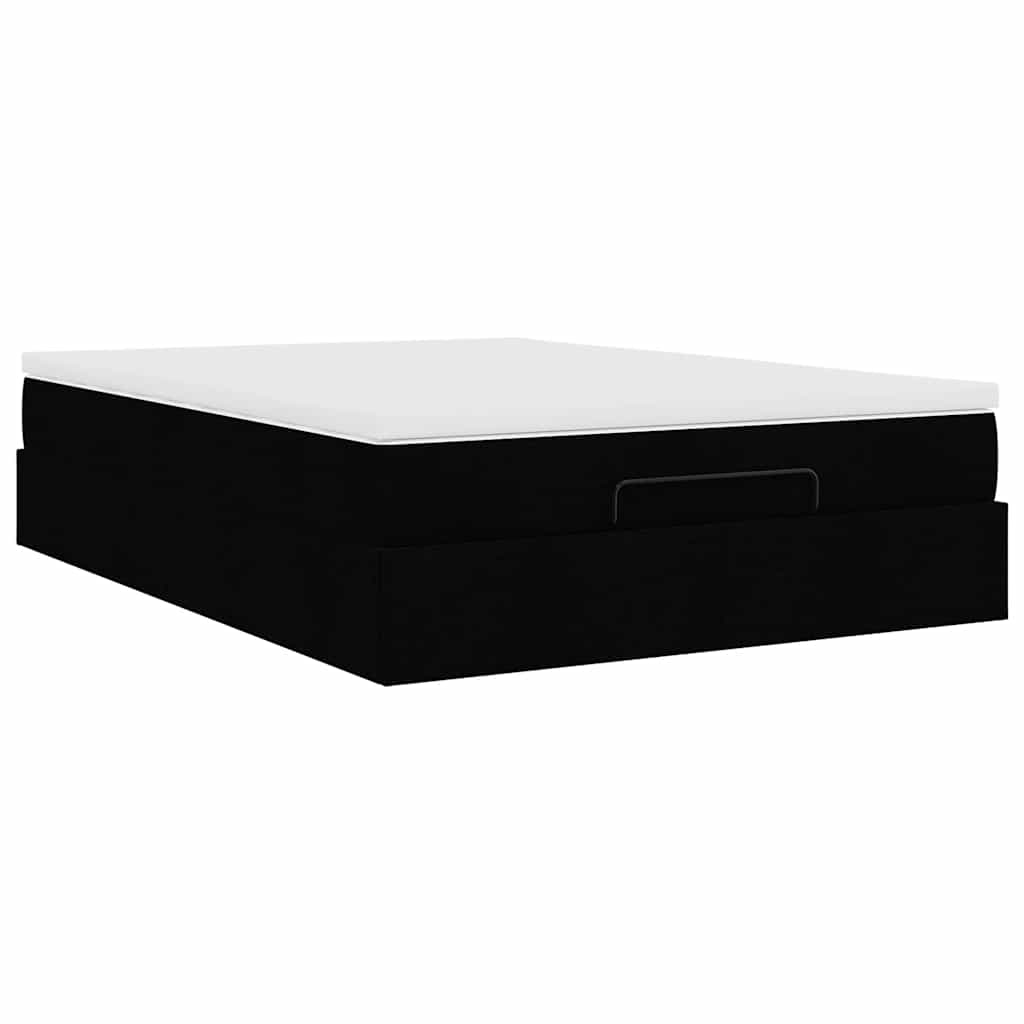 vidaXL Ottoman-Bett mit Matratze Schwarz 140x200 cm Kunstleder