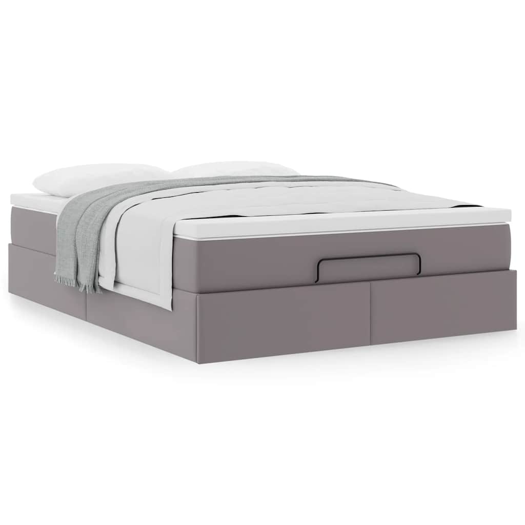 vidaXL Lit ottoman avec matelas Gris 140x200 cm Similicuir