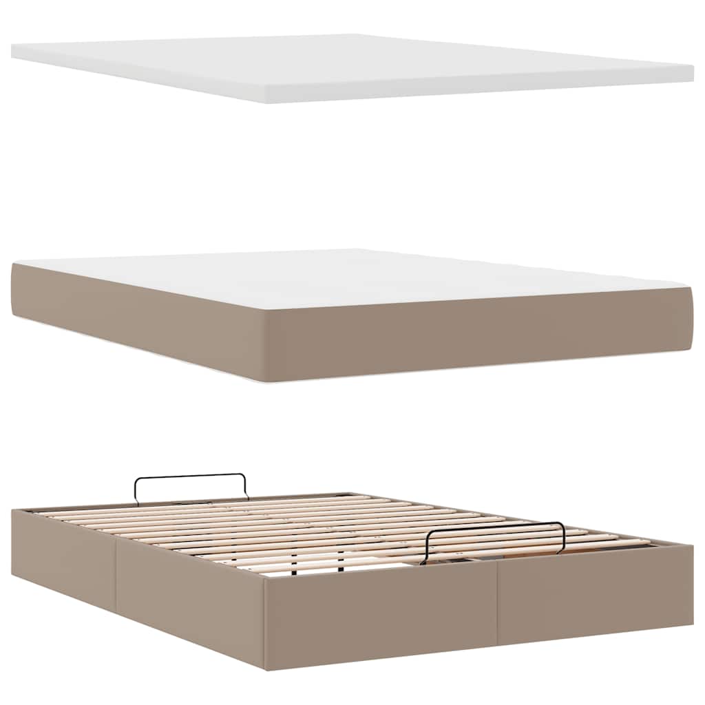 vidaXL Ottoman-Bett mit Matratze Cappuccino-Braun 140x200cm Kunstleder