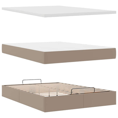 vidaXL Ottoman-Bett mit Matratze Cappuccino-Braun 140x200cm Kunstleder