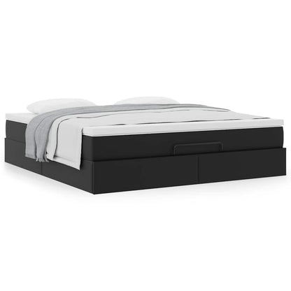 vidaXL Lit ottoman avec matelas Noir 160x200 cm Similicuir
