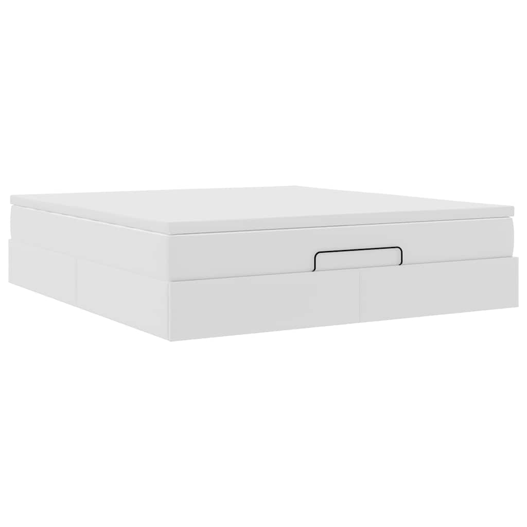 vidaXL Ottoman-Bett mit Matratze Weiß 160x200 cm Kunstleder