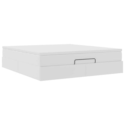 vidaXL Ottoman-Bett mit Matratze Weiß 160x200 cm Kunstleder