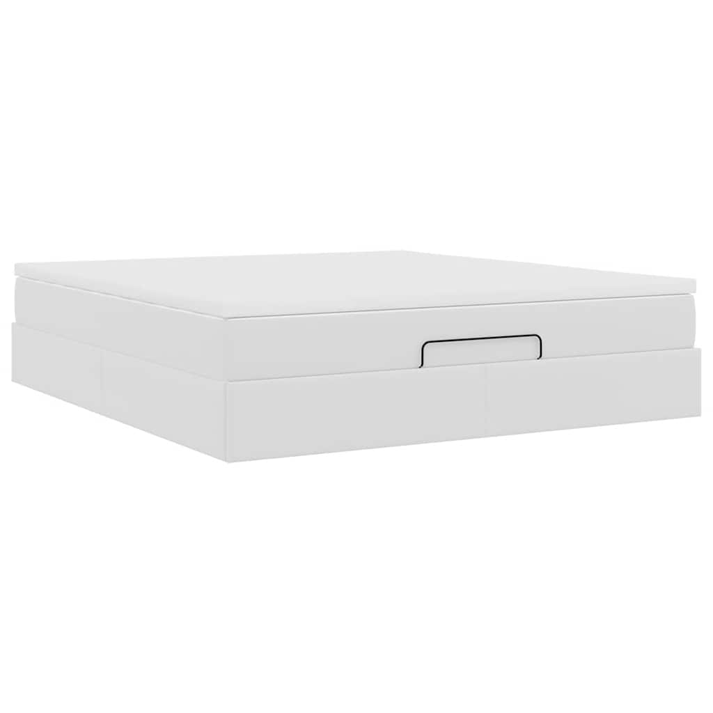 vidaXL Ottoman-Bett mit Matratze Weiß 160x200 cm Kunstleder