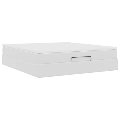 vidaXL Ottoman-Bett mit Matratze Weiß 160x200 cm Kunstleder