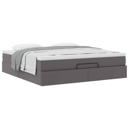 vidaXL Lit-coffre avec matelas gris 160x200 cm similicuir