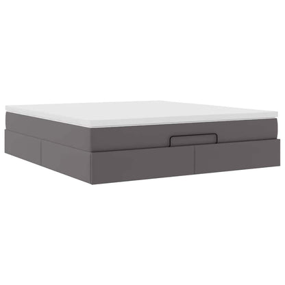 vidaXL Lit-coffre avec matelas gris 160x200 cm similicuir