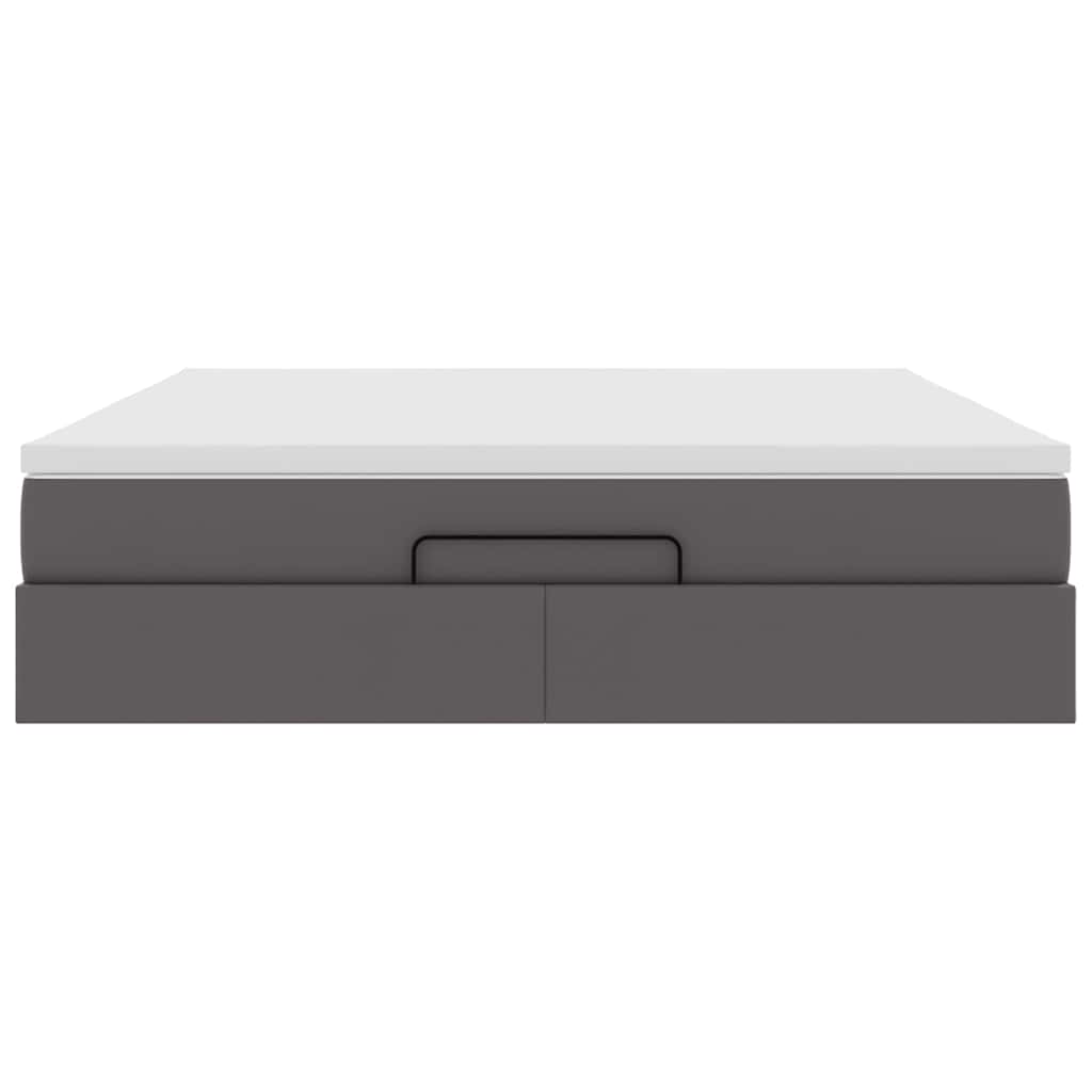 vidaXL Lit-coffre avec matelas gris 160x200 cm similicuir